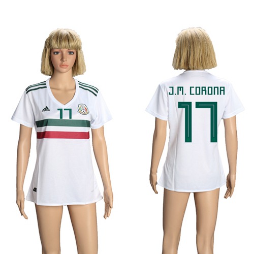 Women's Mexico #17 J.M.Corona Away Soccer Country Jersey